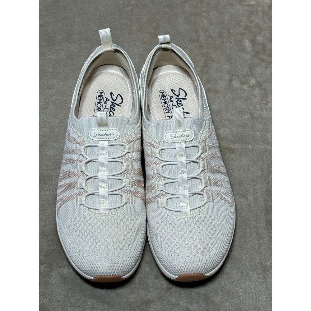 Skechers Air-Cooled Memory Foam Stretch Fit Slip On Sneakers 100632 Off White 8